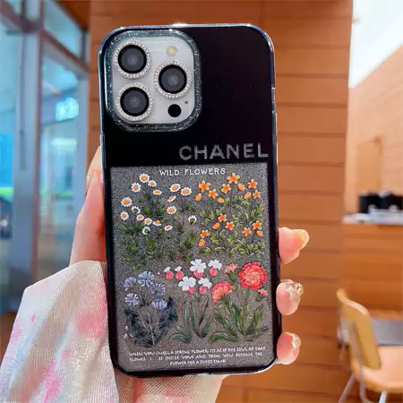 chanel four - corner shockproof glitter floral iphone case