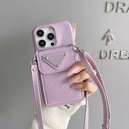 prada litchi - textured envelope card - holder with lanyard iphone case