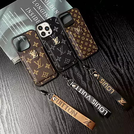 LV monogram card - holder hand strap iPhone case