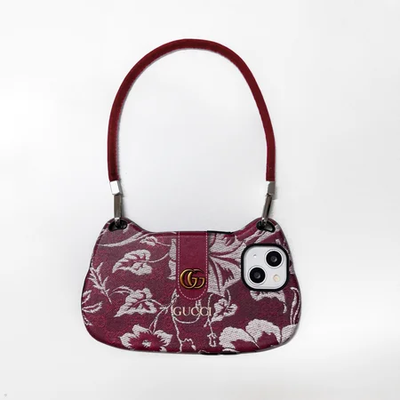 red based gucci print handbag iphone case