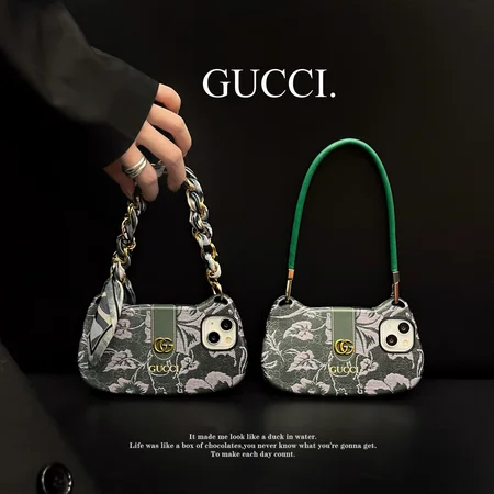 green based gucci print handbag iphone case