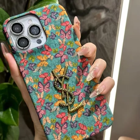 ysl soft wood grain butterfly floral oil - painting iphone case