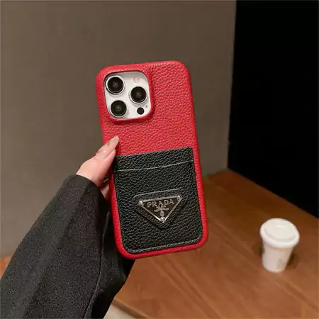prada lychee - grain color - block card holder iphone case