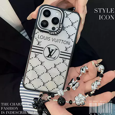 louis vuitton monogram acrylic silver bead chain iphone case
