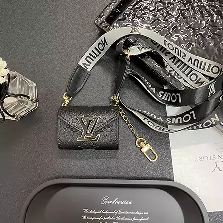 LV - inspired monogram black large - buckle AirPods case