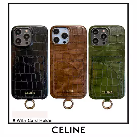 celine alligator - embossed card holder cross - body ring - holder iphone case