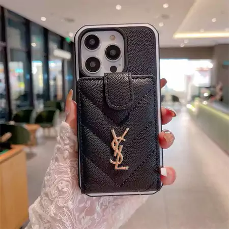 YSL embroidered card holder two - tone iphone case