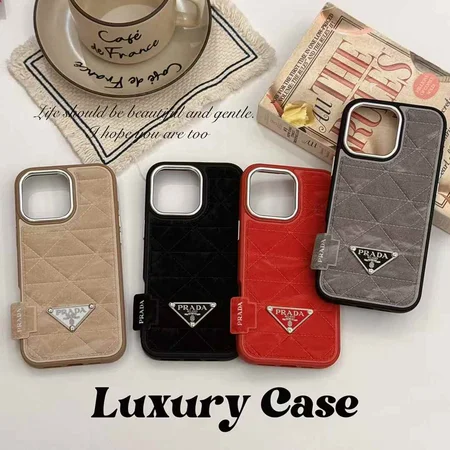 prada snow mountain velvet embossed triangle logo iphone case