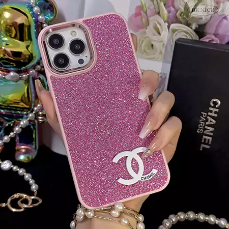 chanel sparkling glitter - covered leather iphone case with metal camera button