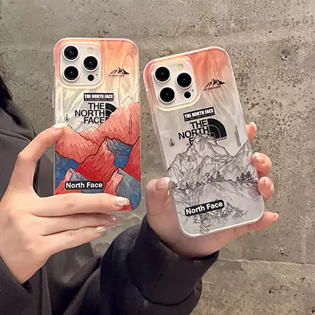 the north face orange snow mountain iphone case