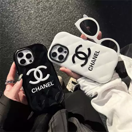 chanel classic black and white iphone case with round buttons