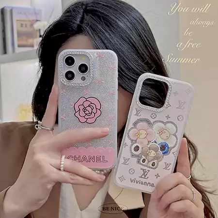 sparkling rhinestone - accented lens chanel flower louis vuitton glitter sunflower iphone case