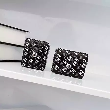 CHANEL - inspired small black - logo AirPods case