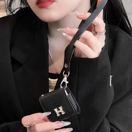 Hermes - inspired litchi - textured leather H - diamond AirPods case