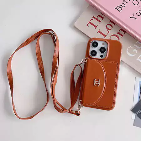 chanel crossbody cardholder metal logo iphone 16/16pro/pro max case