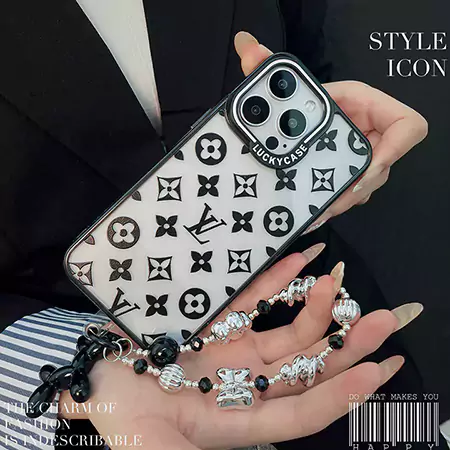 louis vuitton monogram acrylic silver bead chain iphone case