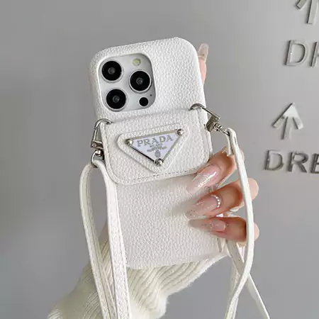 prada litchi - textured envelope card - holder with lanyard iphone case