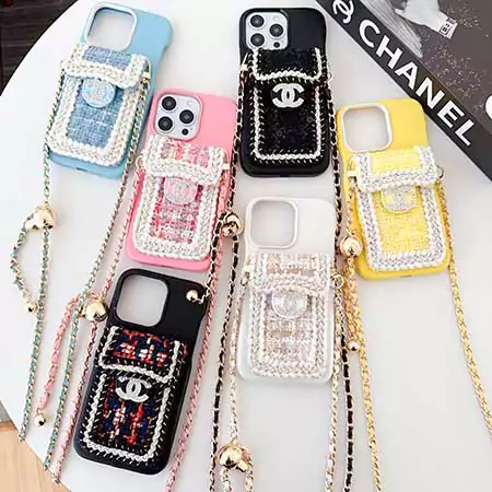 chanel tweed with rhinestone logo vertical card holder iphone case