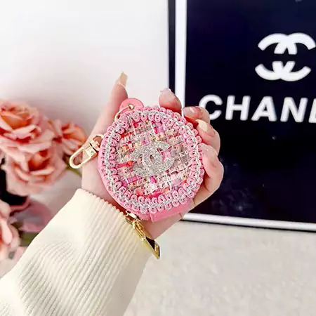 CHANEL round woolen tweed AirPods case
