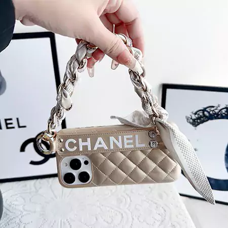 chanel wrist strap with silk scarf chain iphone case