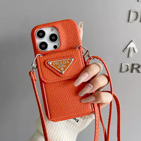 prada litchi - textured envelope card - holder with lanyard iphone case