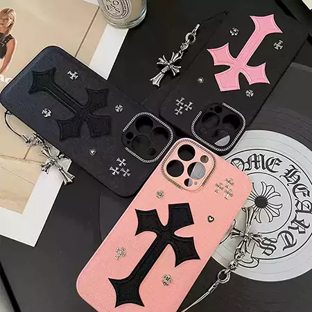 chrome hearts black and pink iphone case