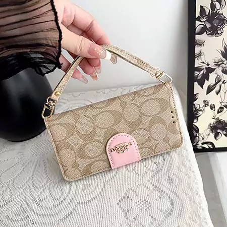 coach official - style wallet - type card - slot metal logo lanyard iphone case