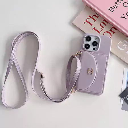 chanel crossbody cardholder metal logo iphone 16/16pro/pro max case