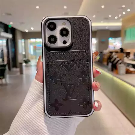 louis vuitton embossed card - slot two - tone border leather iphone case