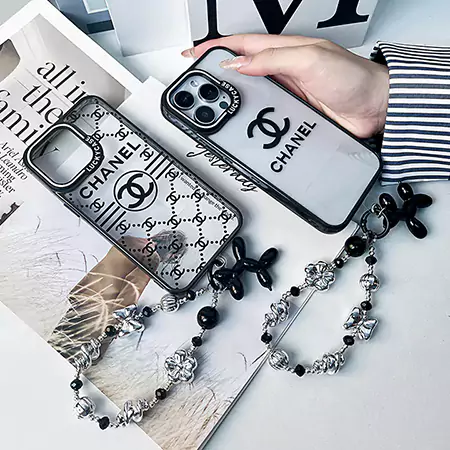 chanel acrylic silver bead chain iphone case