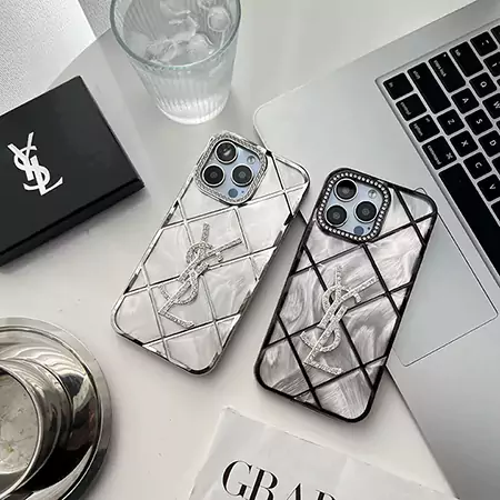 yves saint laurent rhinestone - embellished quilted iphone case