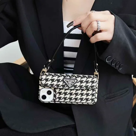 prada houndstooth pattern hand - held iphone case