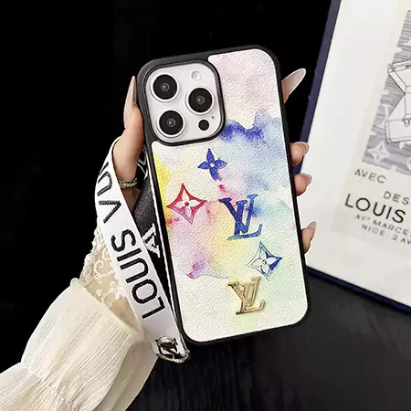 LV iridescent print hand chain iPhone case