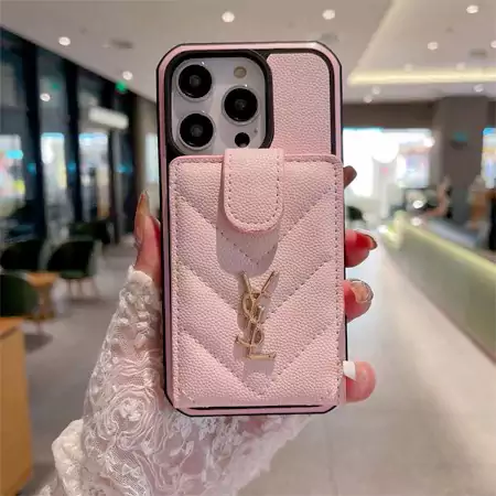 YSL embroidered card holder two - tone iphone case
