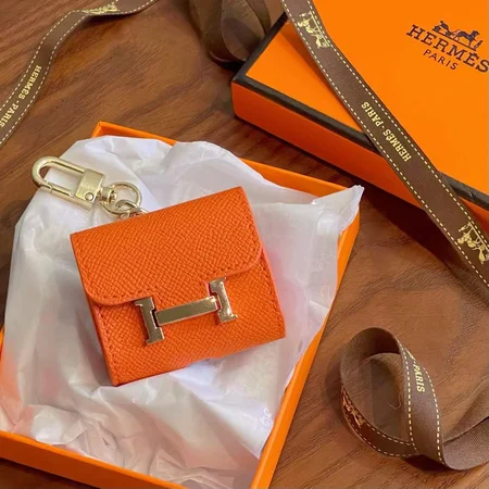 Hermès - inspired multi - color leather mini - bag - style AirPods case