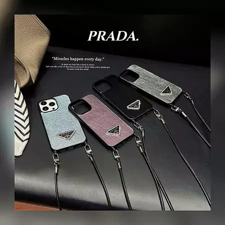 prada cross - body metal rhinestone logo iphone case