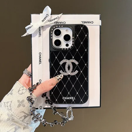 chanel rhinestone double - row iphone case