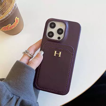 hermès leather card holder h metal logo iphone case