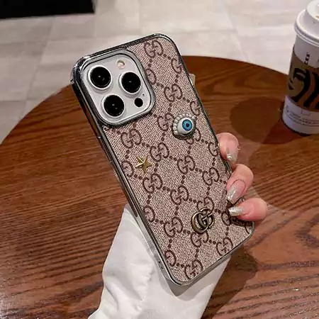 gucci classic pattern metal logo iphone case