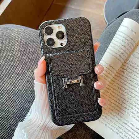 hermès pebbled leather card holder iphone 16/16pro/pro max case