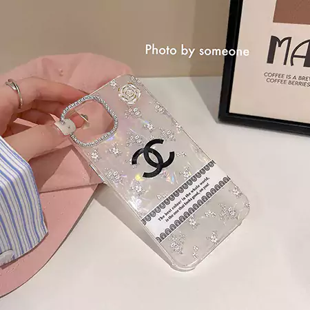 sparkling rhinestone and white flower chanel iphone case