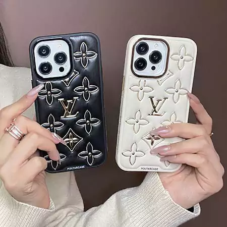 louis vuitton leather - grain clover with gold - foil logo pattern iphone case
