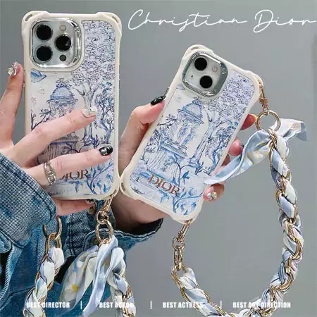 dior forest birds and flowers anti - drop silk scarf wrist strap iphone case