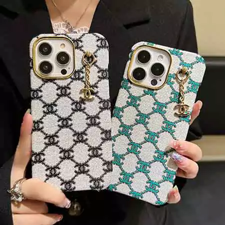 chanel colorful fabric phone case with hardware pendants