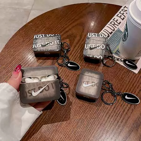 Nike - inspired translucent black square AirPods case，Nike AirPods 4 case，Nike AirPods Pro 2 case，Nike AirPods Pro case，Nike AirPods 3 case，Nike AirPods 1/2 case，translucent black AirPods cover
