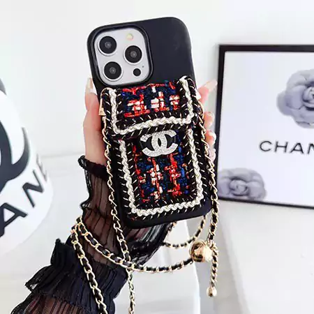 chanel tweed with rhinestone logo vertical card holder iphone case