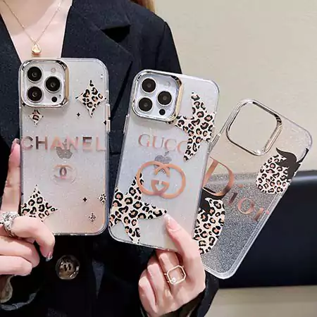 chanel dior gucci glitter leopard - print transparent iphone case