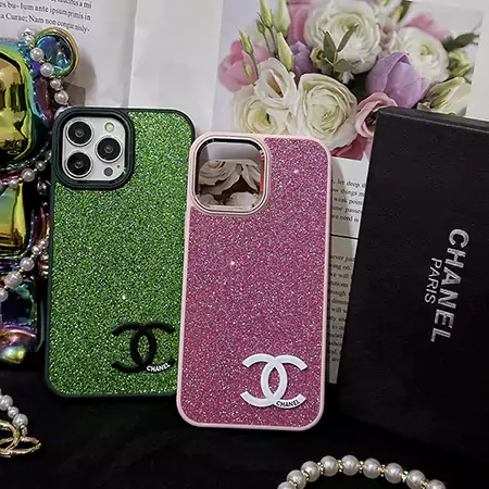 chanel sparkling glitter - covered leather iphone case with metal camera button