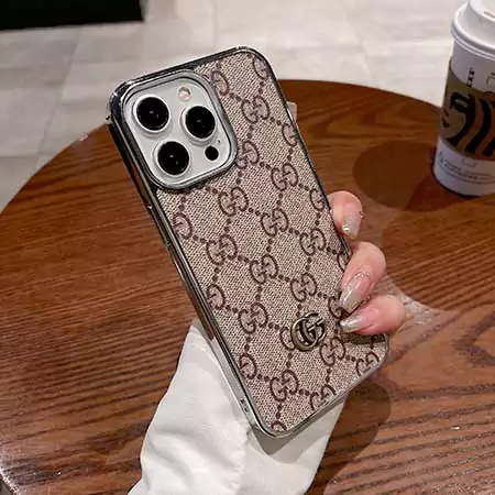gucci classic pattern metal logo iphone case
