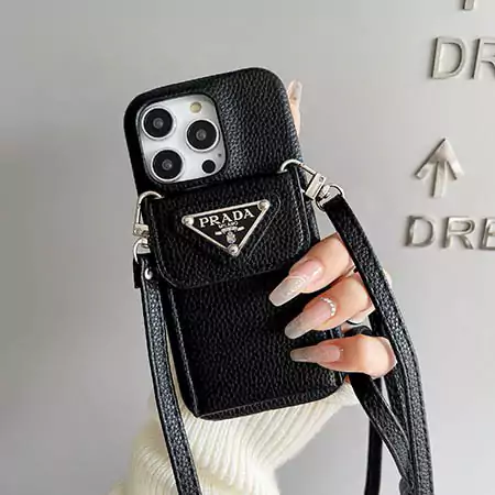 prada litchi - textured envelope card - holder with lanyard iphone case